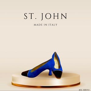 St. John heels, Royal Blue and black, with gold trim. size 6.5 US